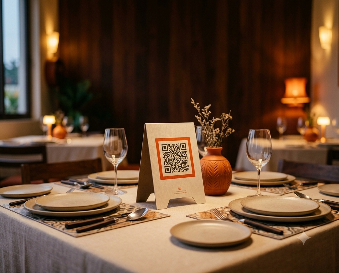 Table dressée avec chevalet QR